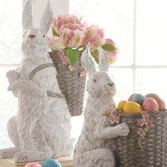 Rabbit Statue With Basket as Backpack