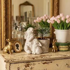 Rabbits with Basket Cement Planter
