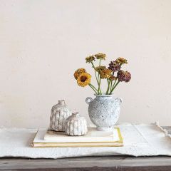 Raised Rectangles Terra Cotta Vase Set of 2