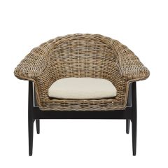 Rattan Accent Chair With Wood Base