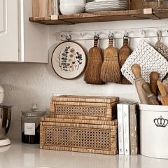 Rattan And Wood Keepsake Storage Box, Set of 2