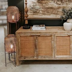 Rattan Basket Lantern Floor Lamp