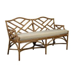 Rattan Chippendale Cushioned Bench