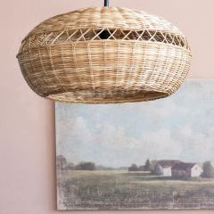 Rattan Drum Semi Flush Ceiling Light