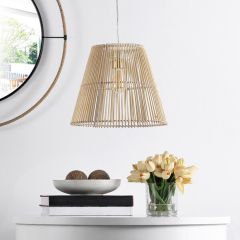 Rattan Drum Shade Pendant Light