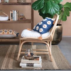 Rattan Frame Cushioned Accent Chair
