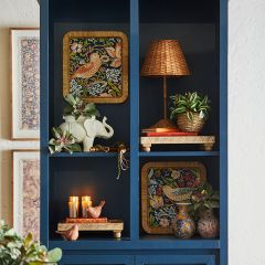 Rattan Framed Bird And Floral Wall Art Set of 2