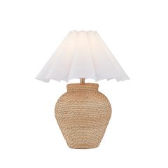 Rattan Jar Table Lamp With Pleated Shade