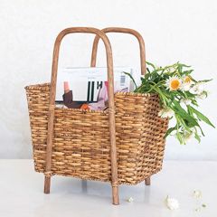 Rattan Magazine Holder With Handles
