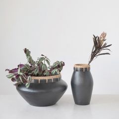Rattan Stitch Terra Cotta Vase