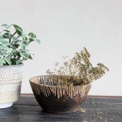 Rattan Stitched Decorative Terracotta Bowl