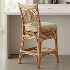 Rattan Sunburst Counter Stool Set of 2