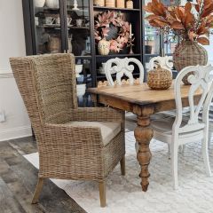 Rattan Wingback Chair With Cushion