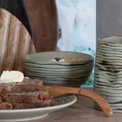 Reactive Glaze Footed Stoneware Bowl Set of 2