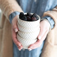 Reactive Glaze Hobnail Stoneware Bowl
