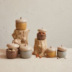 Reactive Glaze Lidded Acorn Jars Set of 3