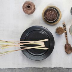 Reactive Glaze Matte Black Dinner Plate Set of 4