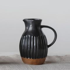 Reactive Glaze Matte Black Stoneware Pitcher