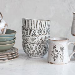 Reactive Glaze Patterned Stoneware Bowl Set of 4