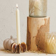 Reactive Glaze Pleated Stoneware Taper Holder