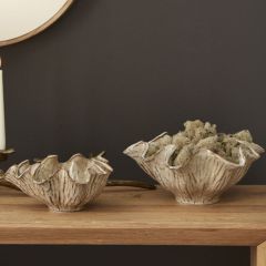 Reactive Glaze Ruffled Ceramic Bowl