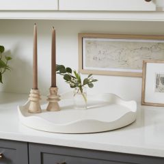 Reactive Glaze Scalloped Ceramic Round Tray