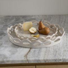 Reactive Glaze Scalloped Round Tray
