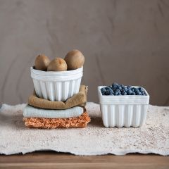 Reactive Glaze Stoneware Basket Bowls Set of 2