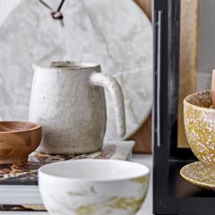 Reactive Glaze Stoneware Handled Pitcher