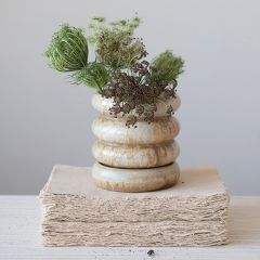 Reactive Glaze Stoneware Planter with Saucer
