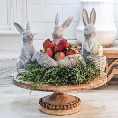Reactive Glaze Stoneware Rabbit Figurine Set of 3