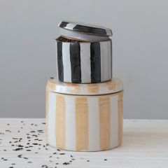 Reactive Glaze Striped Stoneware Canister