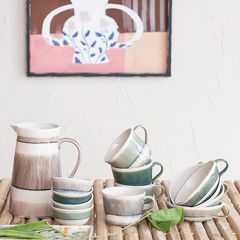 Reactive Glaze Striped Stoneware Dish Set of 4