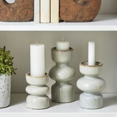 Reactive Glaze Taupe Stoneware Candle Holder