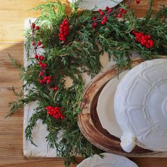 Real Touch Draping Cedar Garland with Berries