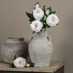 Real Touch White Peony Stem Set of 3