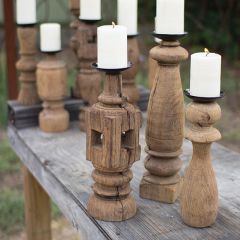 Reclaimed Furniture Leg Candle Holder Set of 3