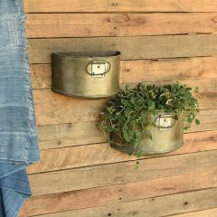 Reclaimed Metal Half Wall Bucket Set of 2