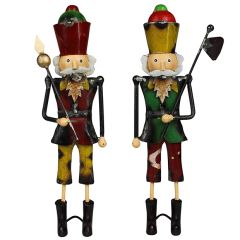Reclaimed Metal Nutcracker Figurines Set of 2