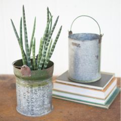 Reclaimed Military Ammunition Bucket Set of 2
