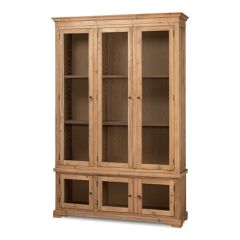 Reclaimed Pine Glass Panel Bookcase
