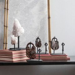 Reclaimed Vintage Lock and Key On Base Set of 3