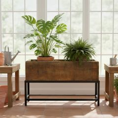 Reclaimed Wood and Metal Potting Trough