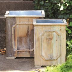 Reclaimed Wood Medallion Planter Box Set of 2