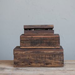 Reclaimed Wood Storage Box Set of 3