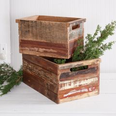 Reclaimed Wood Storage Crates Set of 2