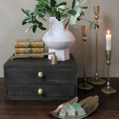 Reclaimed Wood Tabletop 2 Drawer Storage Chest