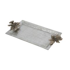 Rectangle Tray With Gold Floral Bloom Handles