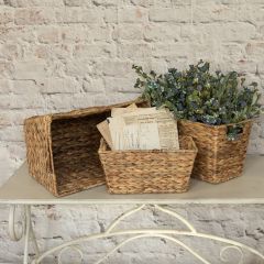 Rectangle Woven Rattan Basket Set of 3