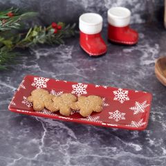 Red and White Snowflake Platter